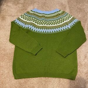 Green and Blue Patterned Women’s Sweater